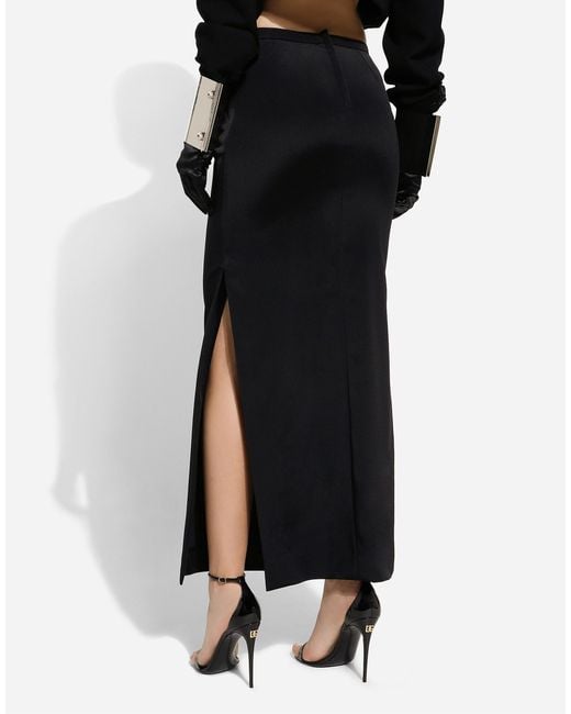 Dolce & Gabbana Black High-Slit Cady Maxi Skirt