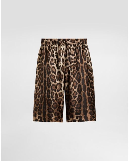 Dolce & Gabbana Multicolor Leopard- Silk Shorts for men