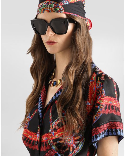 Dolce & Gabbana Red Carretto-Print Silk Twill Vanity Shirt