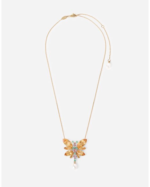 Dolce & Gabbana White Butterfly Necklace 18-Carat And Citrines