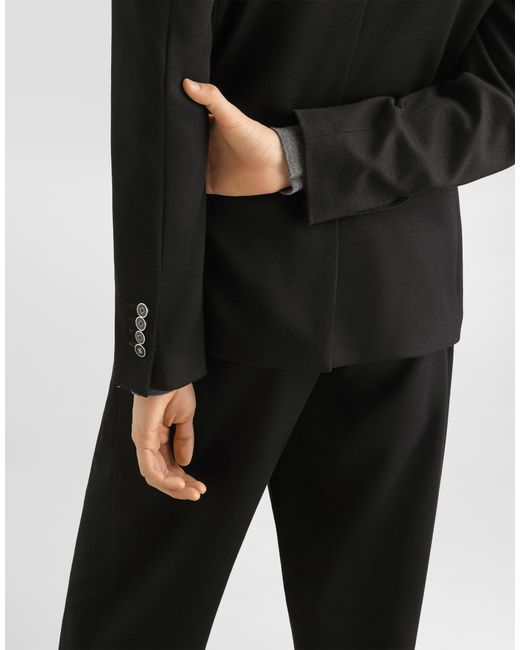 Dolce & Gabbana Black Portofino Double-Breasted Jersey Jacket for men