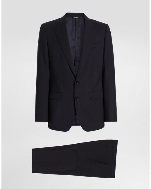 Dolce & Gabbana Blue Single-Breasted Martini Light Wool Gabardine Suit for men