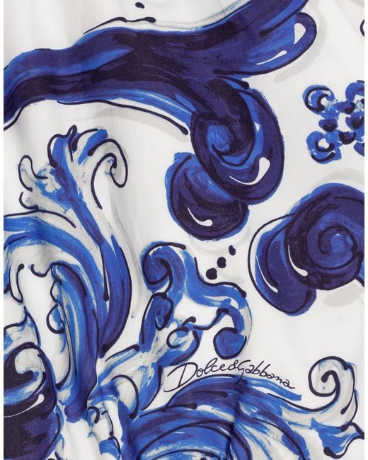 Dolce & Gabbana Blue Dg Exclusive Majolica- Poplin Shorts