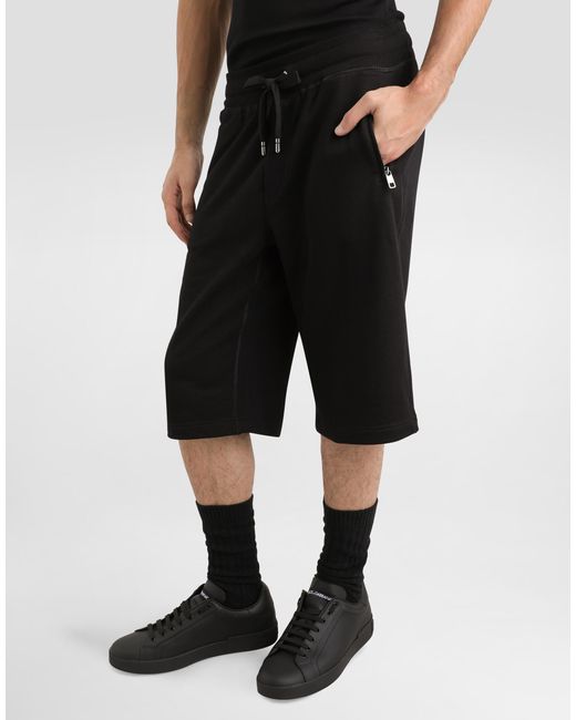 Dolce & Gabbana Black Jersey Jogging Shorts With Logo Tag for men