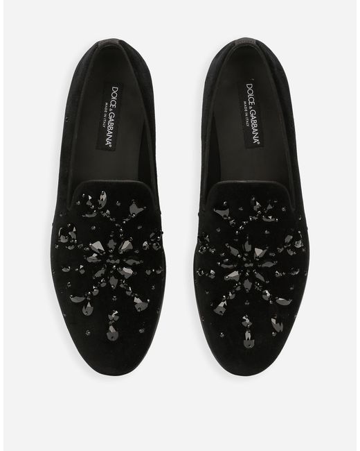 Slippers en velours Dolce & Gabbana pour homme en coloris Black