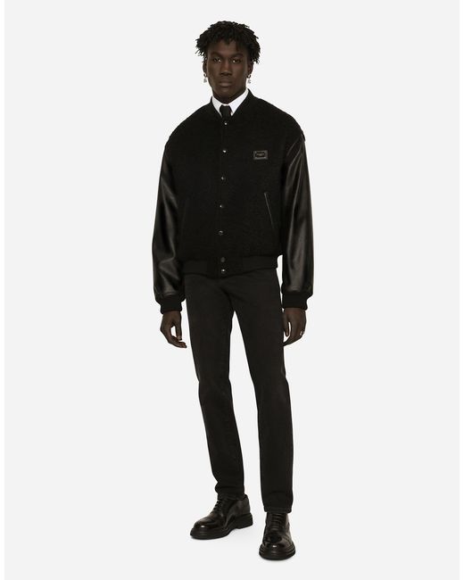 メンズ Dolce & Gabbana ジーンズ スリムフィット ストレッチデニム スモールアブレーション Black