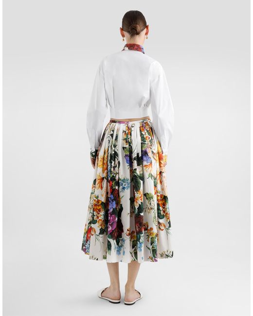 Dolce & Gabbana White Bouquet-Print Poplin Shirt