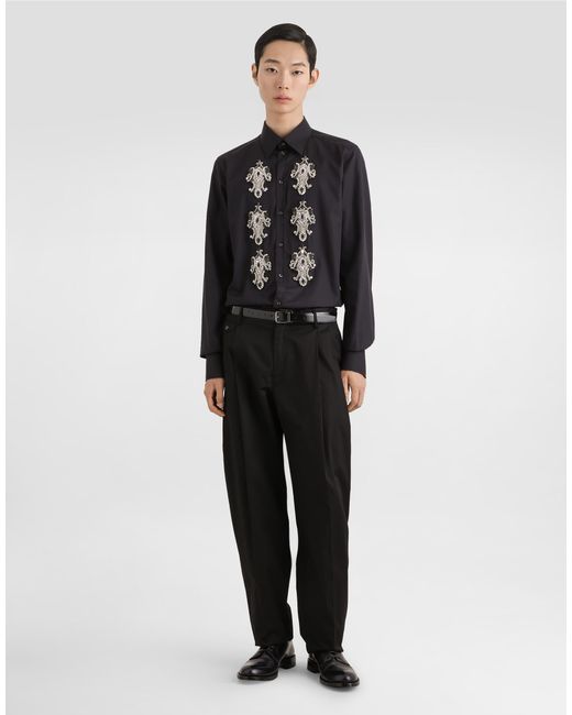 Dolce & Gabbana Black Striped Cotton Martini Shirt for men
