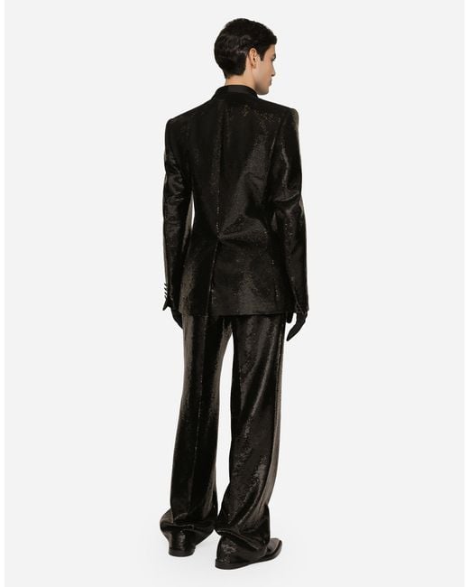 メンズ Dolce & Gabbana スパンコール シングルジャケット Black