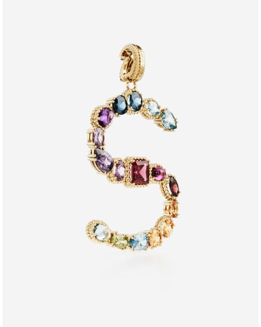 Dolce & Gabbana White Charm S Lettering 18Kt And Multicolored Gems