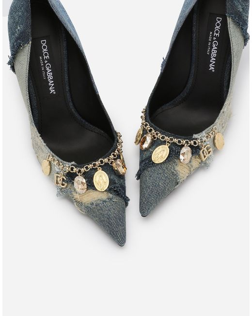 Dolce & Gabbana White Patchwork Denim Pumps