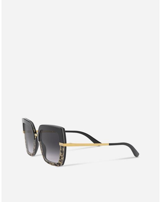 Dolce & Gabbana Black Half Print Sunglasses