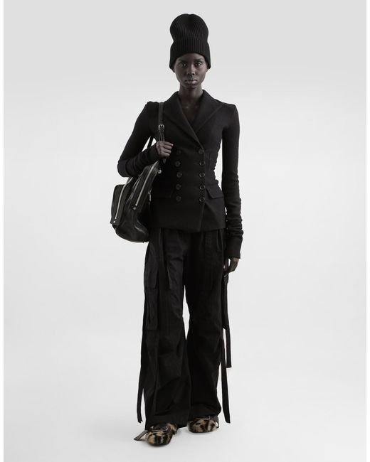 Dolce & Gabbana Black Waxed Faille Cargo Pants
