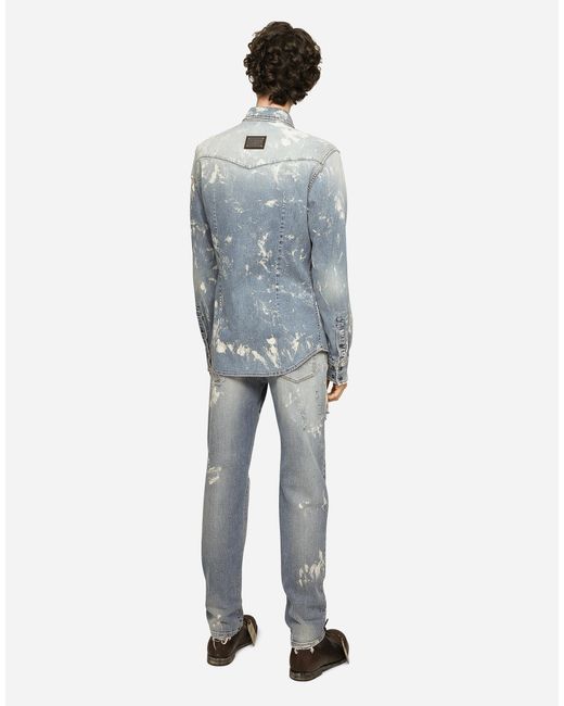 Dolce & Gabbana Blue Bleached Wash Slim-Fit Stretch Denim Jeans for men