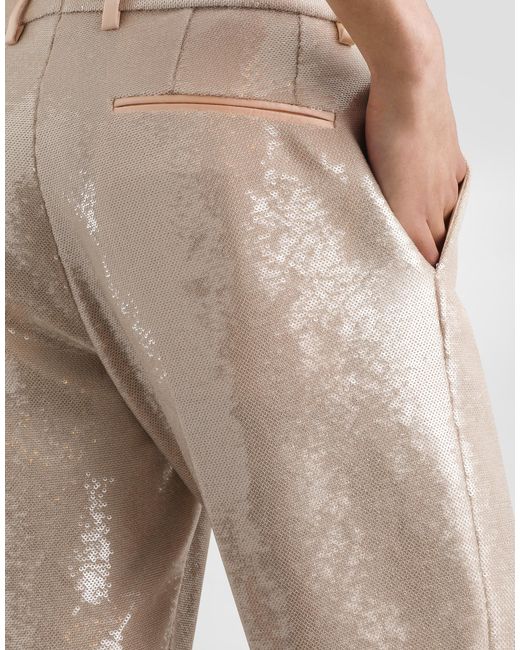Dolce & Gabbana White Sequin Trousers for men