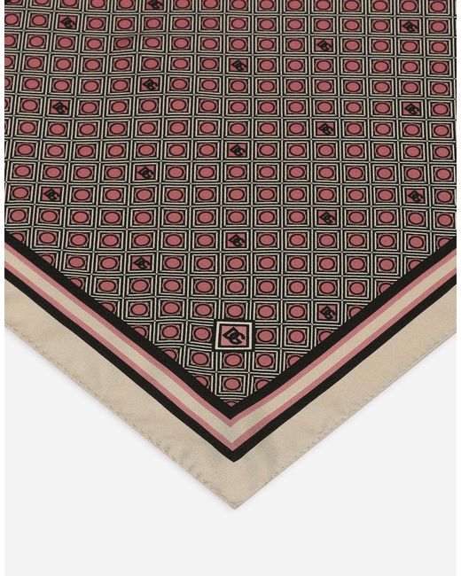 Dolce & Gabbana Brown Silk Pocket Square With Micro-Design for men