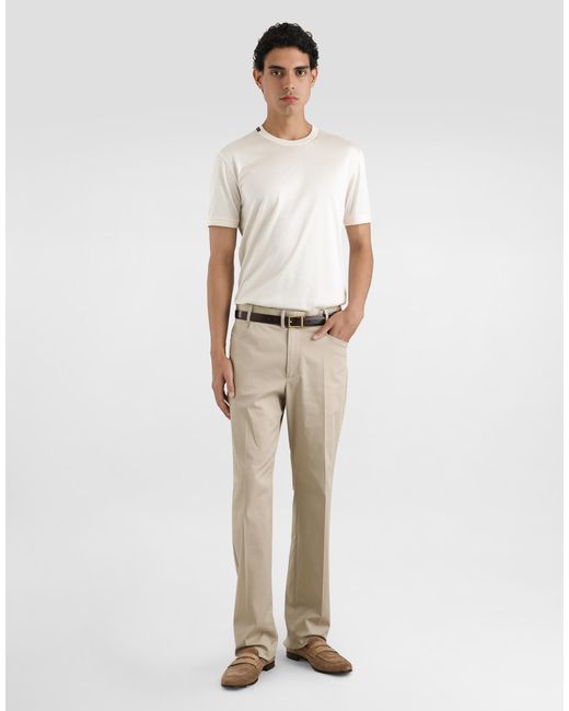 Dolce & Gabbana White Short-Sleeved Silk T-Shirt for men