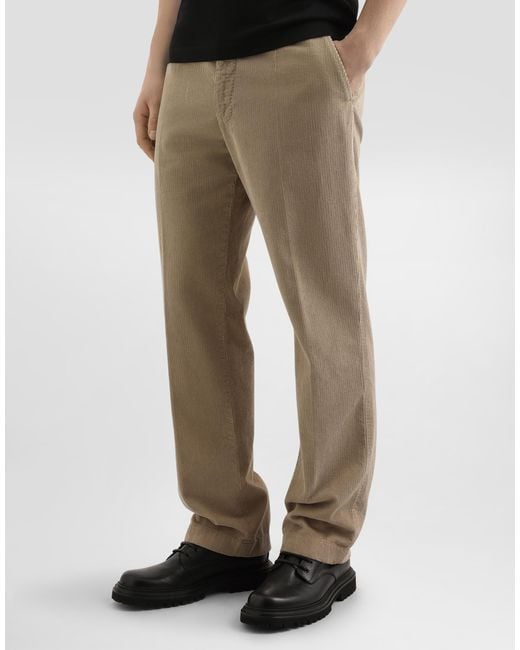 Dolce & Gabbana Stückgefärbte Hose Aus Samt in Natural für Herren