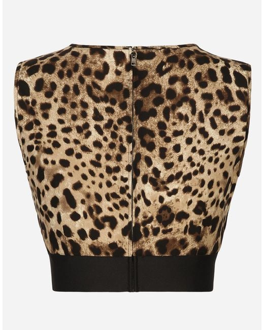 Dolce & Gabbana Multicolor Leopard-Print Charmeuse Top