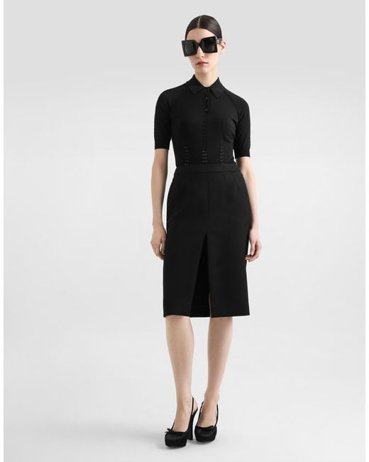 Dolce & Gabbana Black Viscose Polo-Shirt