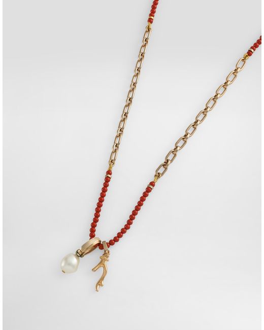 Dolce & Gabbana Halskette Aus Metall Mit Steinen Und Charms in White für Herren