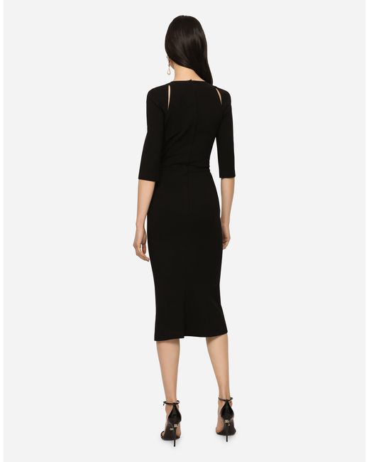 Dolce & Gabbana Black Jersey Calf-length Dress With Cut-outs