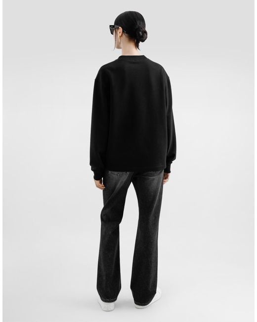 Dolce & Gabbana Black Jersey Sweatshirt With Dg Embroidery