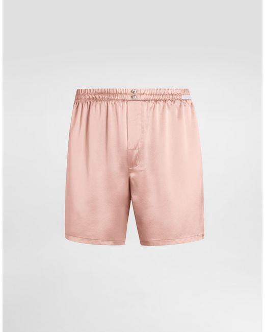 Dolce & Gabbana Pink Silk Satin Boxer Shorts for men