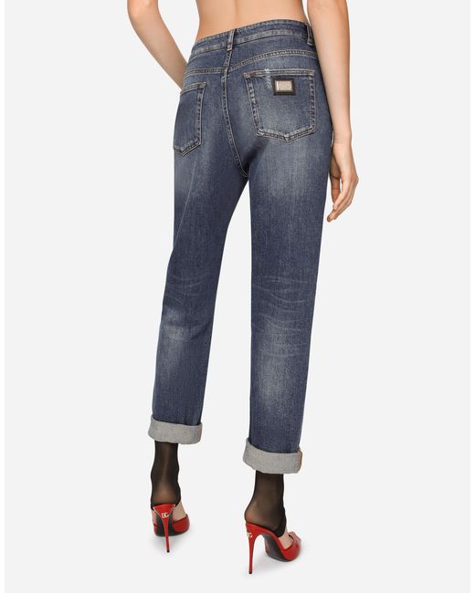 Dolce & Gabbana Blue Boyfriend Jeans With Rips