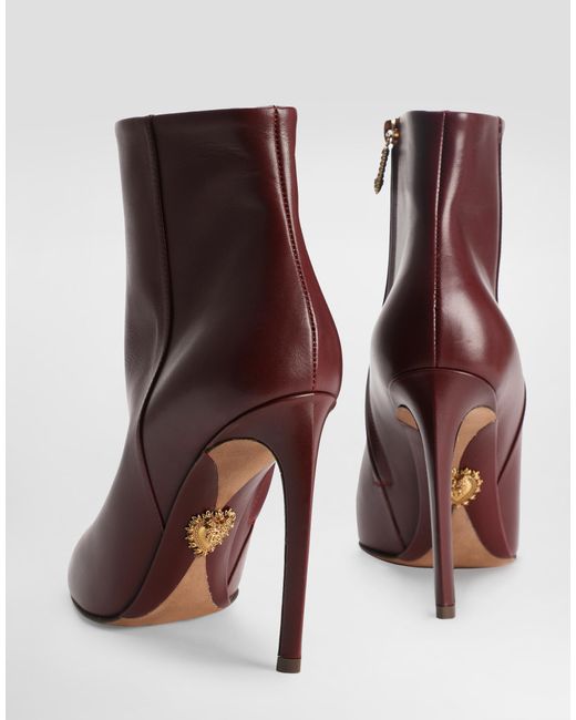 Dolce & Gabbana Brown Devotion Calfskin Ankle Boots