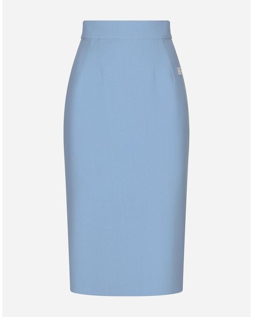 Dolce & Gabbana Calf-Length Wool Crêpe Pencil Skirt With Dg