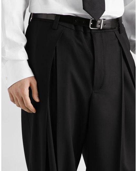 Dolce & Gabbana Black Virgin Wool Gabardine Trousers� for men