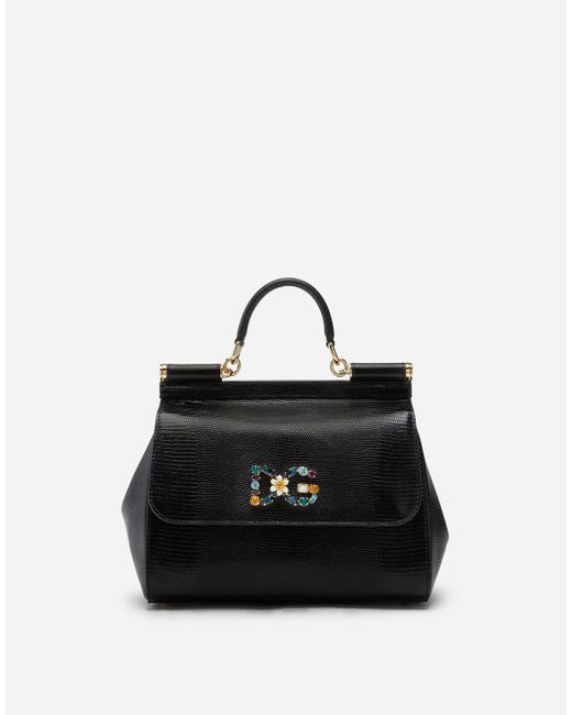 Dolce & Gabbana Leather Medium Calfskin Sicily Bag With Iguana Print ...