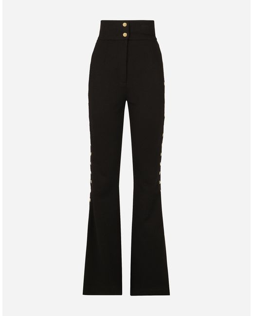 Dolce & Gabbana パンツ ミラノリブ サイドボタン Black