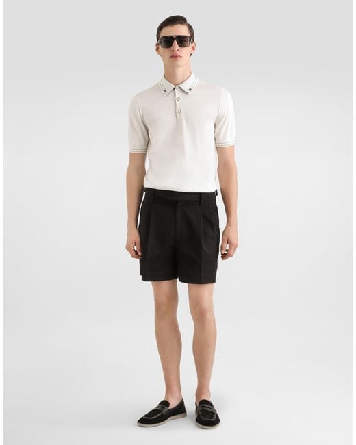 Dolce & Gabbana White Silk Polo Shirt for men