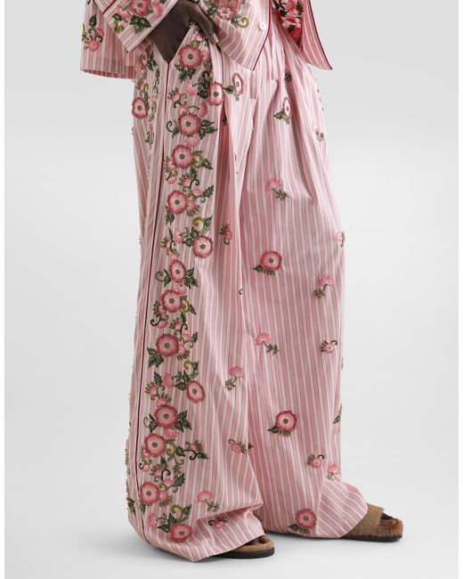 Dolce & Gabbana Pink Vanity Trousers With Embroidery for men