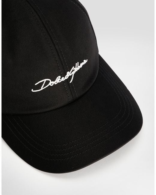 Dolce & Gabbana Black Logo-Emboridery Cotton Baseball Cap for men