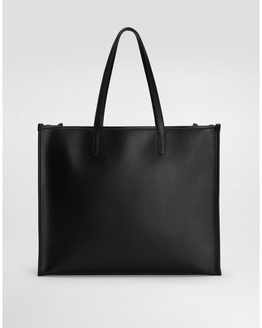 メンズ Dolce & Gabbana ショッピングバッグ カーフスキン レリーフロゴ Black