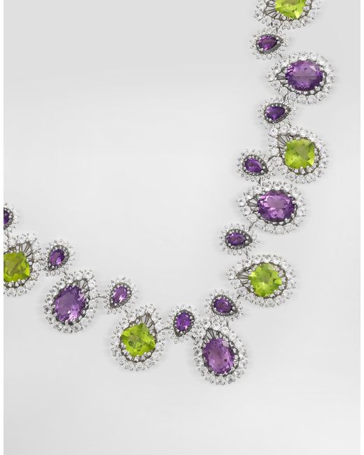 Dolce & Gabbana Blue Eleganza Necklace 18-Carat, Amethysts, Peridots, And Sapphires