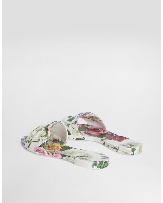 Dolce & Gabbana Multicolor Floral Beachwear Slide Sandals For