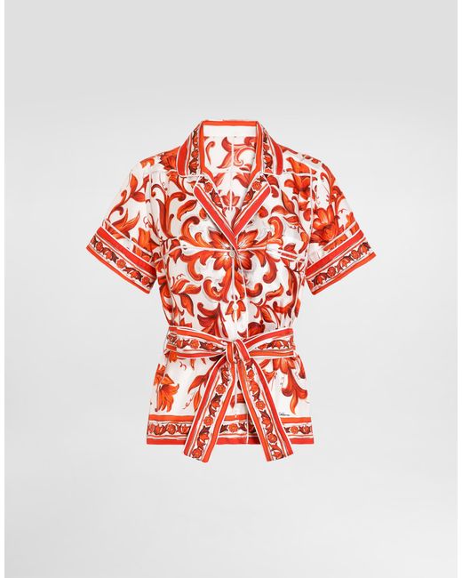 Chemise Vanity En Soie À Imprimé Majolique Dolce & Gabbana en coloris Red