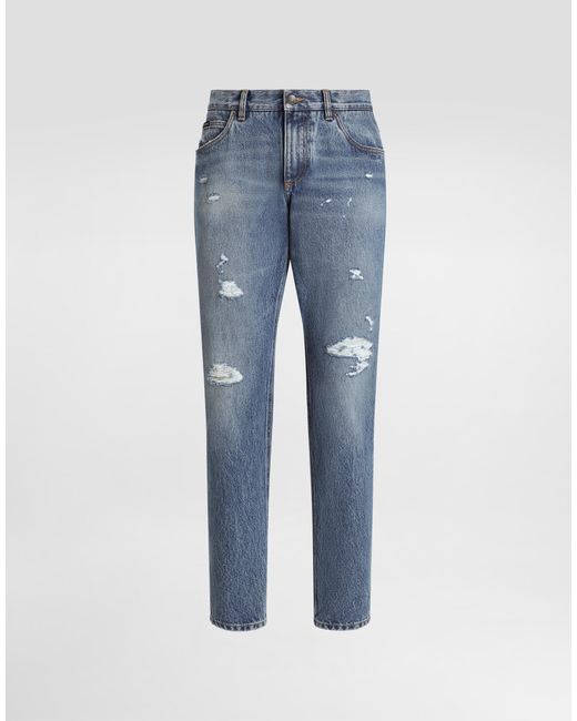 Dolce & Gabbana Blue Regular Cotton Jeans for men