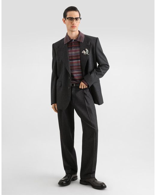 Dolce & Gabbana Black Sinatra Single-Breasted Wool Flannel Jacket for men