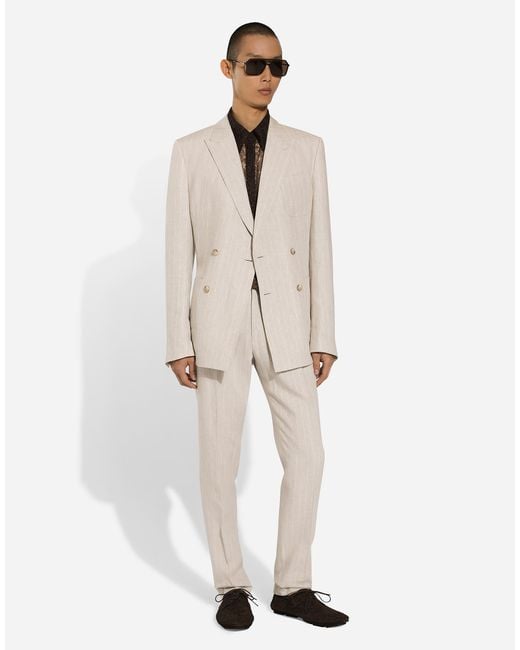 Dolce & Gabbana Natural Double-Breasted Portofino-Fit Jacket for men
