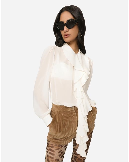 Dolce & Gabbana ブラウス ジョーゼット フリル White