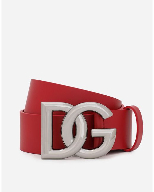 Dolce & Gabbana Gürtel aus Lux-Leder mit Schnalle mit verschlungenem DG-Logo in Red für Herren