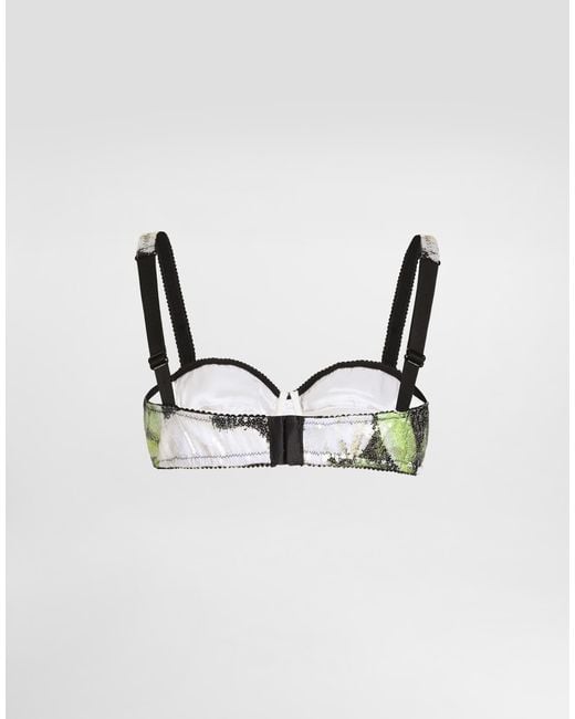 Dolce & Gabbana Natural Sequin-Embroidered Satin Balconette Bra With Gardenia