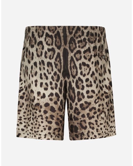 Dolce & Gabbana Multicolor Mid-Length Swim Trunks With Leopard Print for men