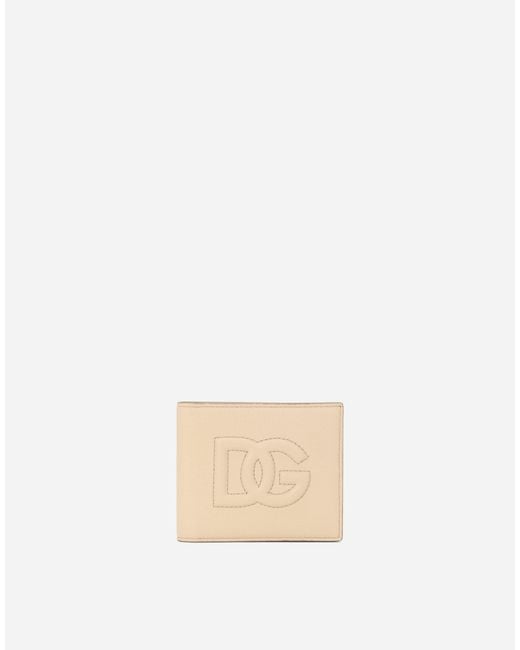 Dolce & Gabbana Natural Embossed-Logo Bi-Fold Wallet for men