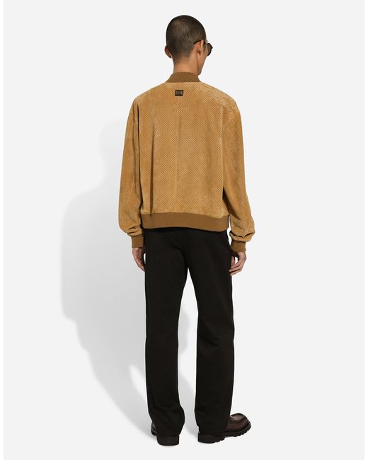 Dolce & Gabbana Brown Perforated Suede Jacket for men